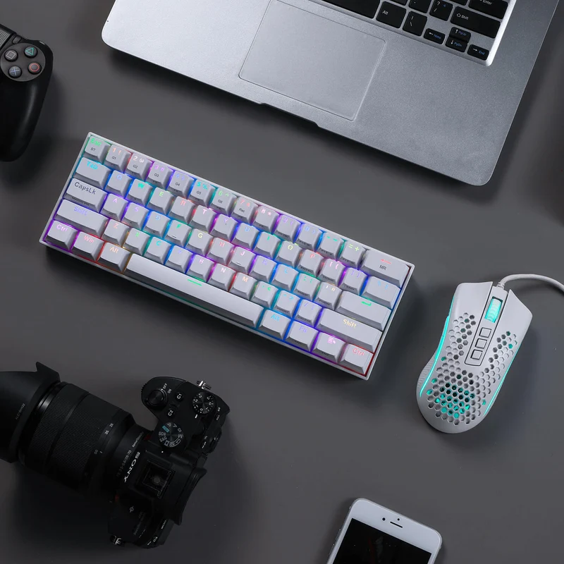 K530 PRO 60% RGB Wireless Mechanical White Keyboard (Brown Switch) M808 White Lightweight RGB Gaming Mouse Bundle
