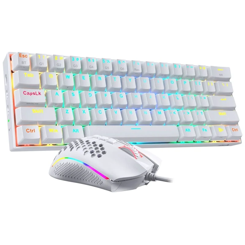 K530 PRO 60% RGB Wireless Mechanical White Keyboard (Brown Switch) M808 White Lightweight RGB Gaming Mouse Bundle