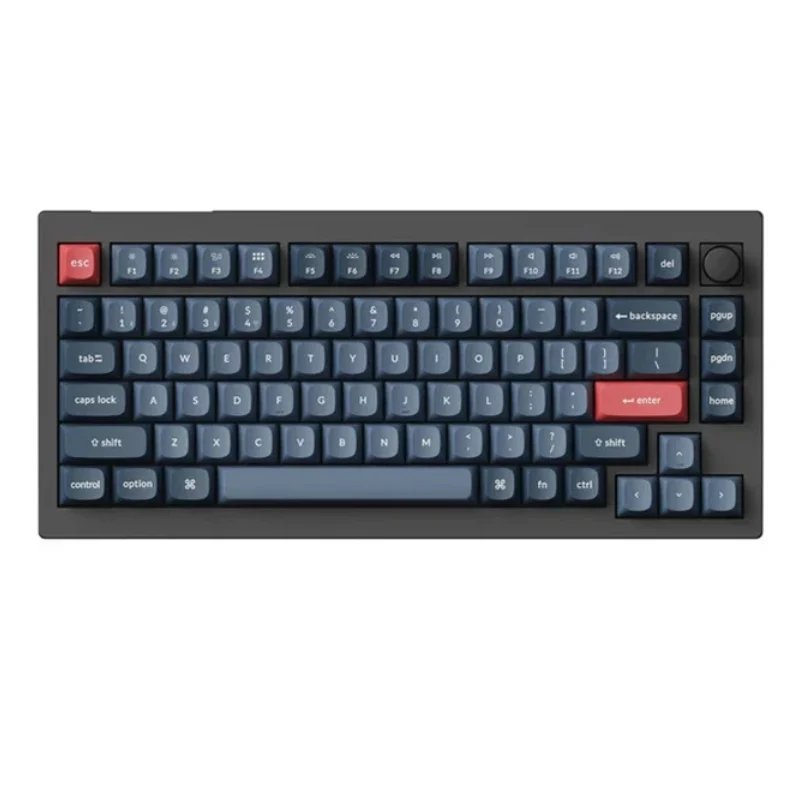 لوحة مفاتيح ألعاب ميكانيكية كيكرون QMK/VIA مخصصة، بحجم 75%، لاسلكية، RGB، باللون الأسود
