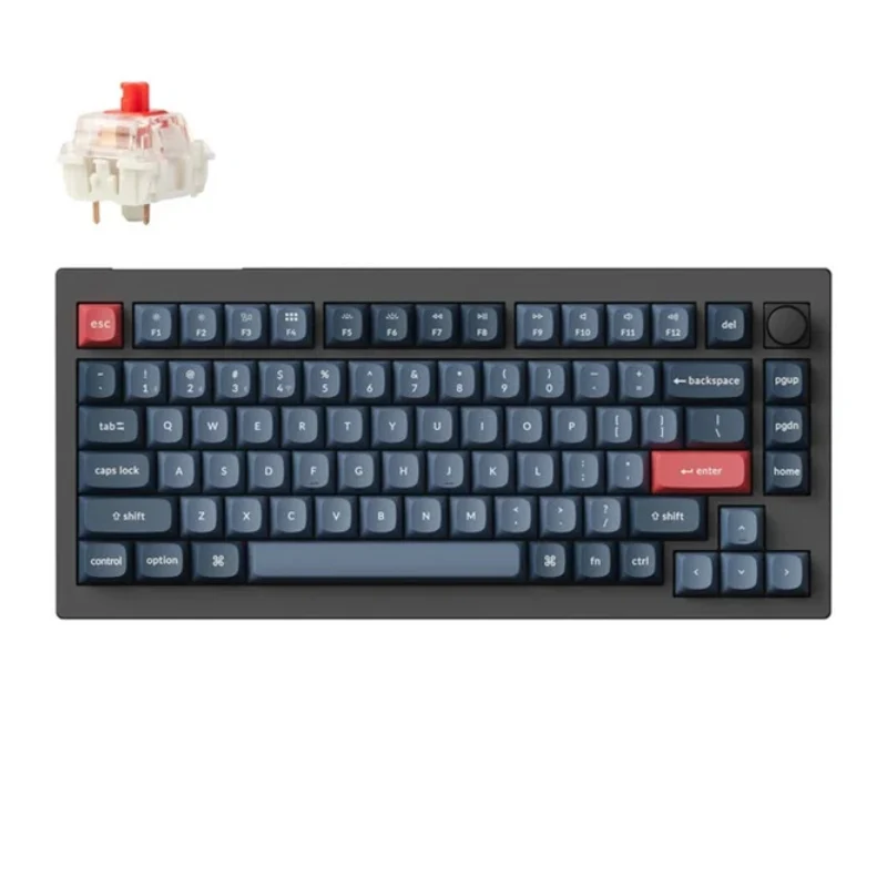 لوحة مفاتيح ألعاب ميكانيكية كيكرون QMK/VIA مخصصة، بحجم 75%، لاسلكية، RGB، باللون الأسود