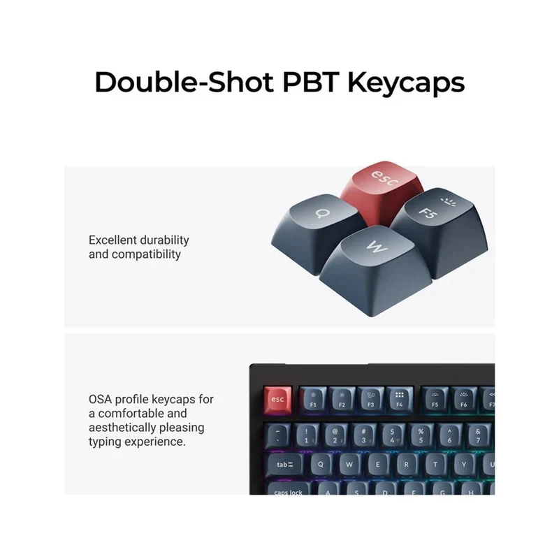 لوحة مفاتيح ألعاب ميكانيكية كيكرون QMK/VIA مخصصة، بحجم 75%، لاسلكية، RGB، باللون الأسود