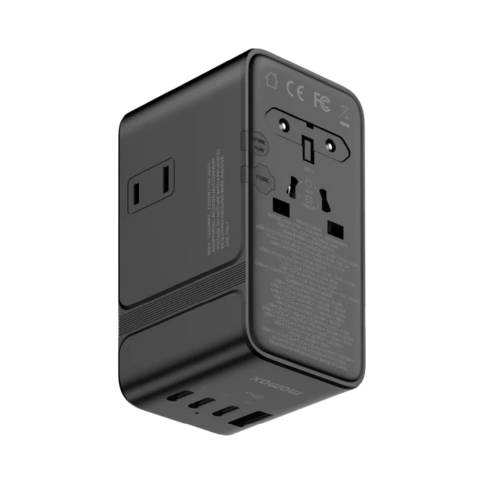 MOMAX 1-World2 7-Port Dual AC Travel Adapter - 205W / USB-C / USB-A / Titanium