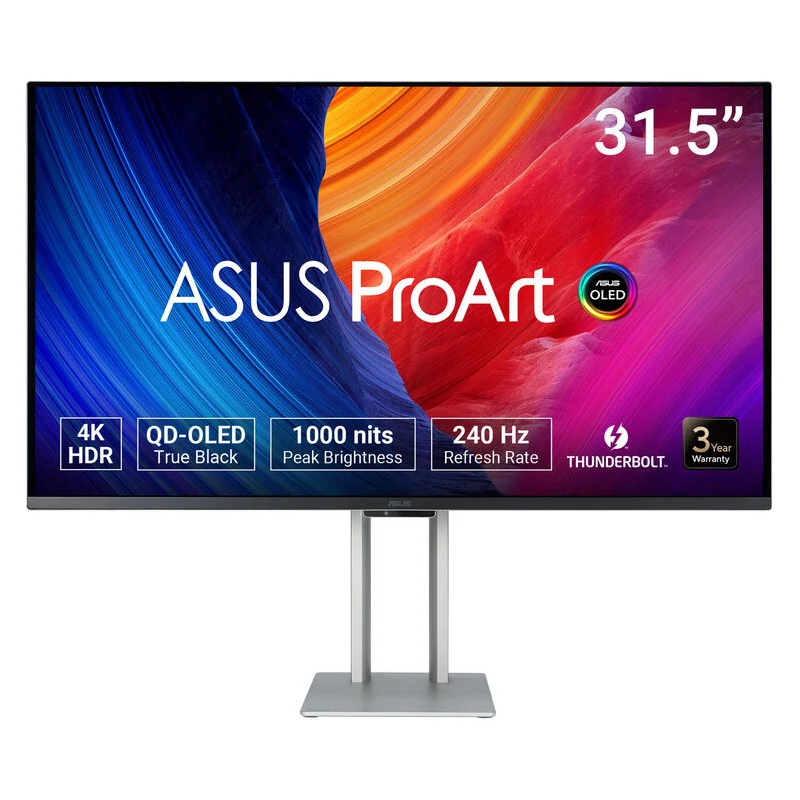 شاشة احترافية أسوس PA32UCDM برو آرت ديسبلاي OLED - حجم 32 بوصة 4K UHD / زمن استجابة 0.1 مللي ثانية / 240 هرتز / Thunderbolt 4/HDMI 2.1/USB 3.2 جيل 2 Type-A / ضمان سنة