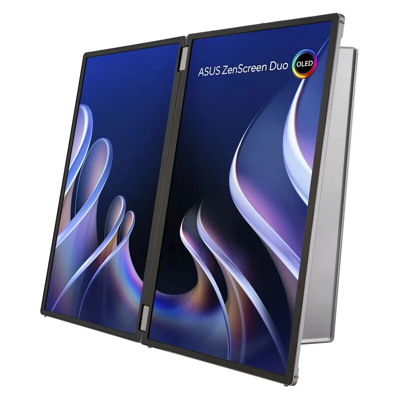 شاشة محمولة أسوس زين سكرين ديو مزدوجة، مقاس 14 بوصة، WUXGA OLED، تردد تحديث 60 هرتز، زمن استجابة 1 مللي ثانية، قابلة للطي بزاوية 360°، ميني HDMI، يو إس بي-C