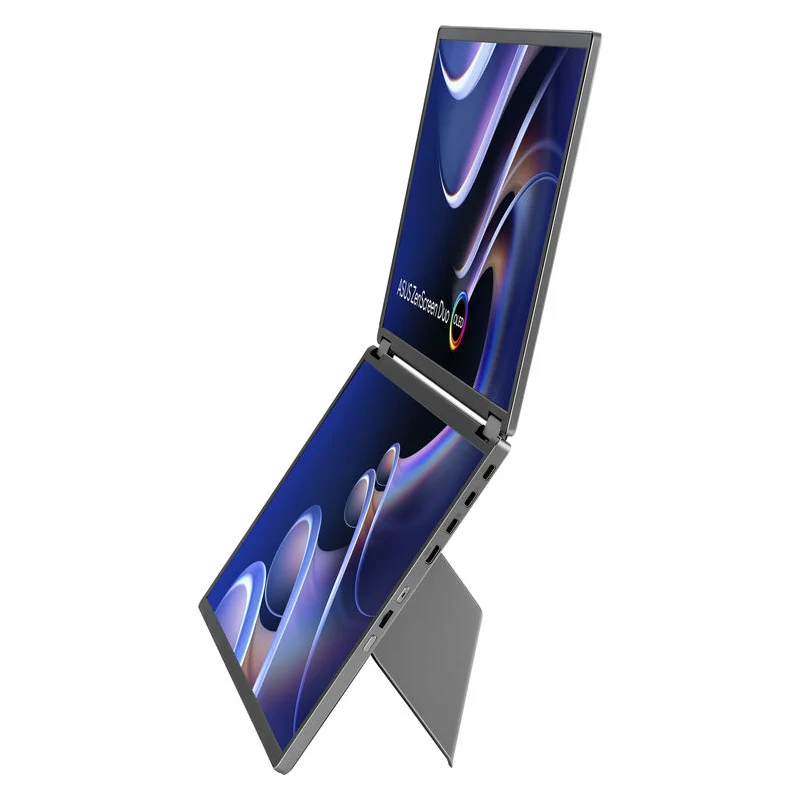 شاشة محمولة أسوس زين سكرين ديو مزدوجة، مقاس 14 بوصة، WUXGA OLED، تردد تحديث 60 هرتز، زمن استجابة 1 مللي ثانية، قابلة للطي بزاوية 360°، ميني HDMI، يو إس بي-C