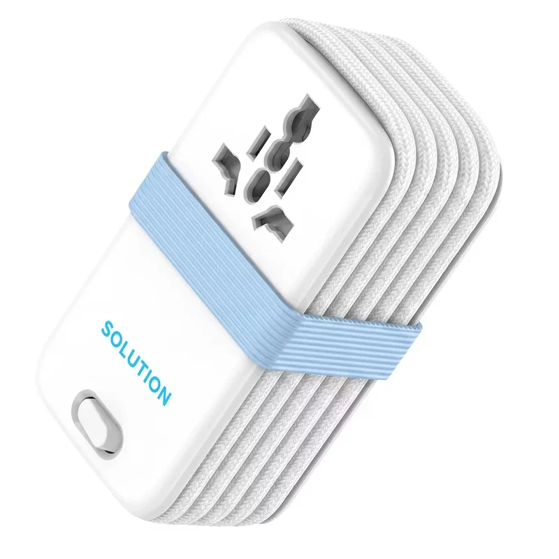 شاحن باورولوجي سوليوشن بتقنية GaN - 30 واط / ثلاثي المخارج / USB-C / USB-A / أبيض