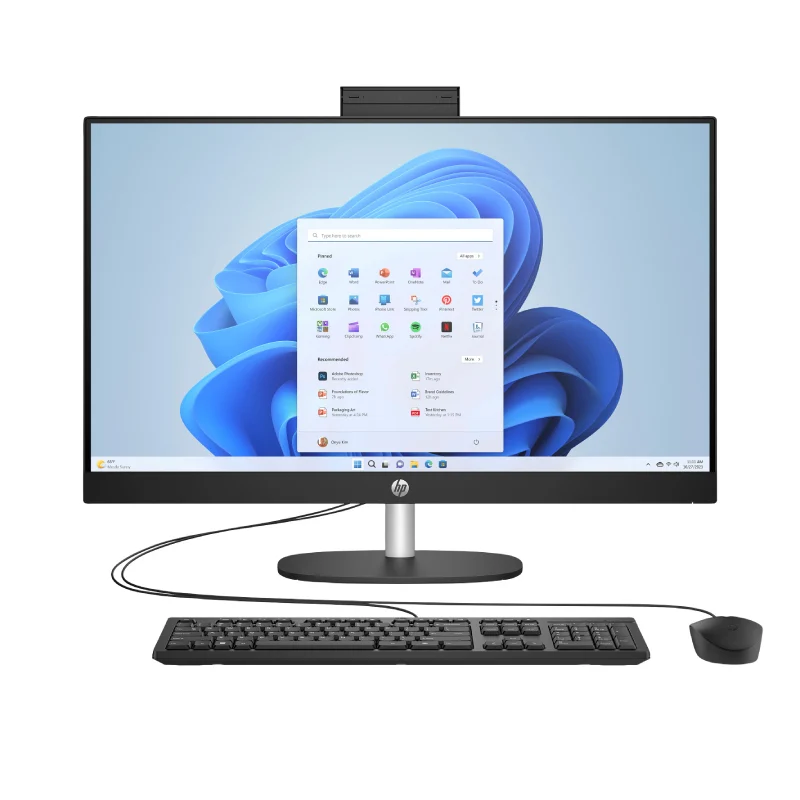 كمبيوتر مكتبي إتش بي 27-CR0024NE الكل في واحد، معالج i5، ذاكرة وصول عشوائي 8 جيجابايت، قرص حالة صلبة NVMe M.2 بسعة 1 تيرابايت، شاشة مقاس 27 بوصة FHD غير لمسية، ويندوز 11 برو، ضمان سنة واحدة، باللون الأسود الحالك
