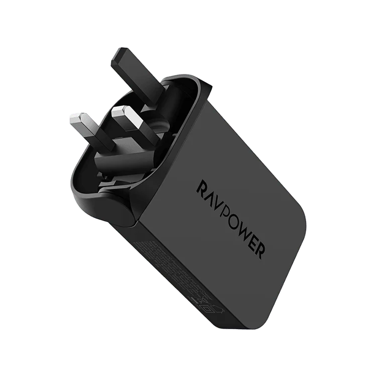 شاحن حائط راف باور بمنفذي USB-C وتقنيتي PD وGaN بقدرة 100 واط - أسود