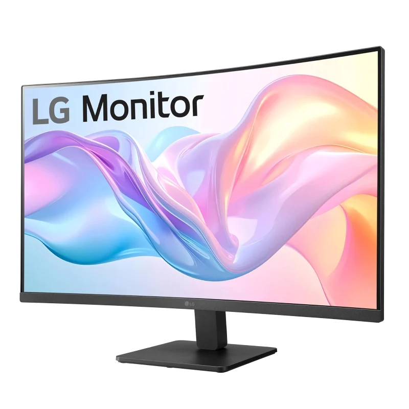 شاشة LG منحنية مقاس 32 بوصة بدقة Full HD - زمن استجابة 5 مللي ثانية / 100 هرتز / Dynamic Action Sync / AMD FreeSync / HDMI / D-Sub / أسود