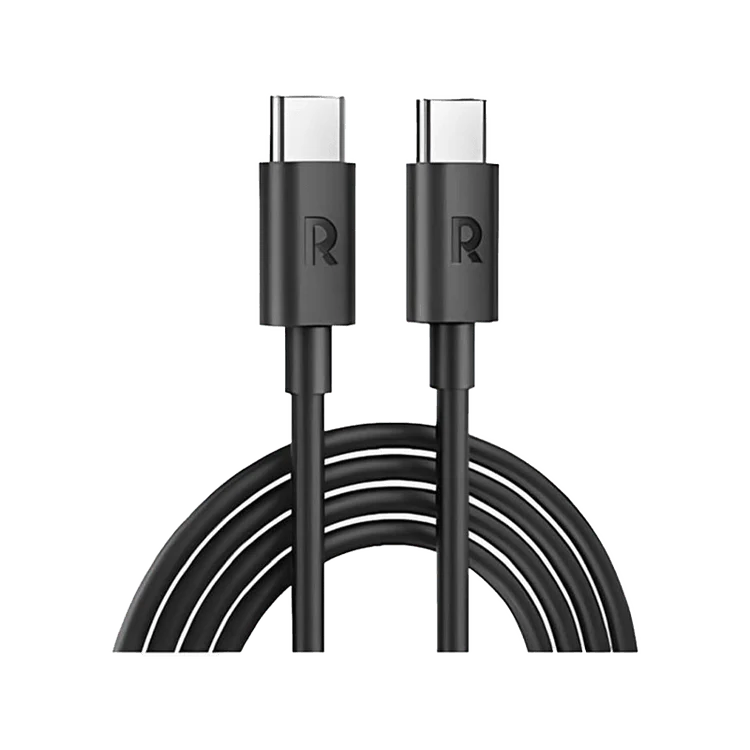 كابل راف باور من USB-C إلى USB-C بقدرة 60 واط وطول 1 متر - أسود