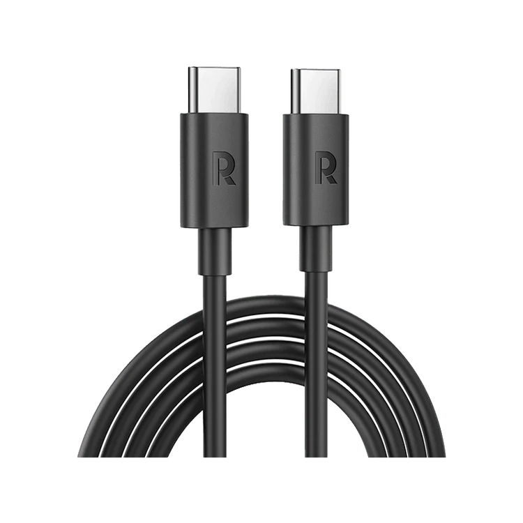 كابل راف باور من USB-C إلى USB-C بقدرة 60 واط وطول 2 متر - أسود