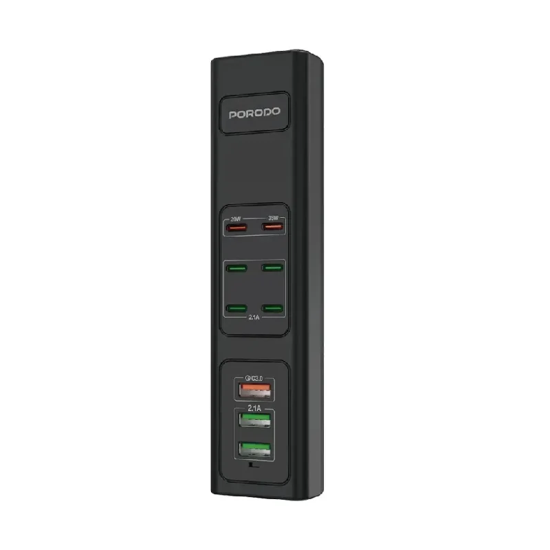 موزع شحن USB متعدد المنافذ بورودو - 85 واط / أسود
