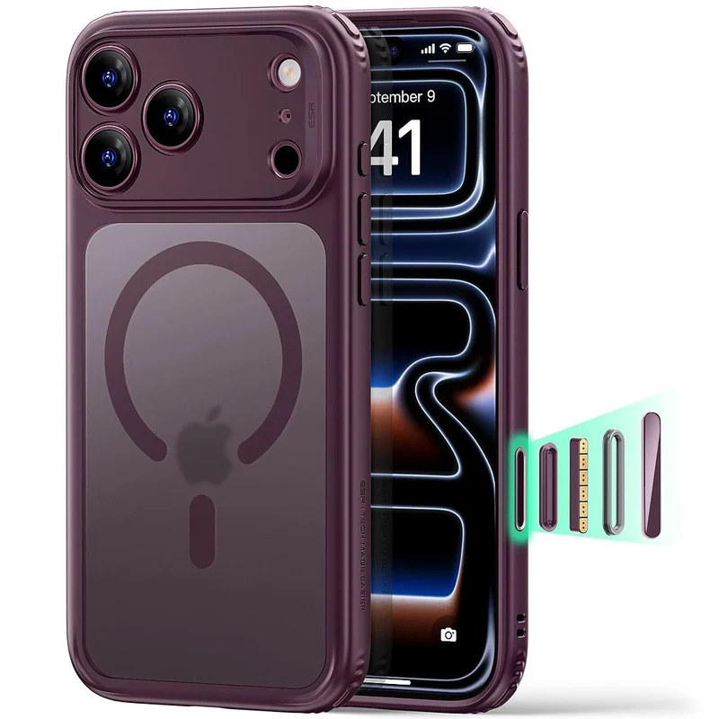 ESR Halolock Classic Hybrid (Camera Control Button) Case For iPhone 18 Pro Max / Apple iPhone 17 Pro Max - Frosted Red