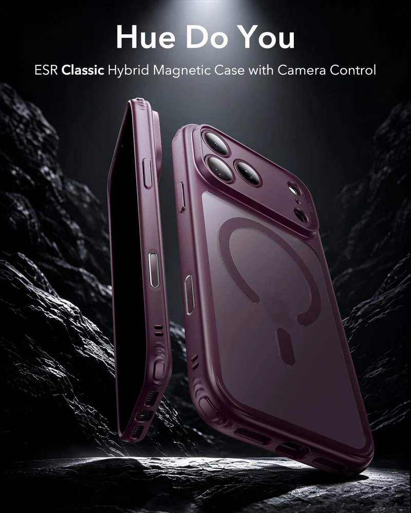 ESR Halolock Classic Hybrid (Camera Control Button) Case For iPhone 18 Pro Max / Apple iPhone 17 Pro Max - Frosted Red