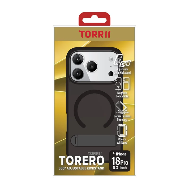 Torrii Torero Magsafe and Stand Cover for Apple iPhone 18 Pro - Black