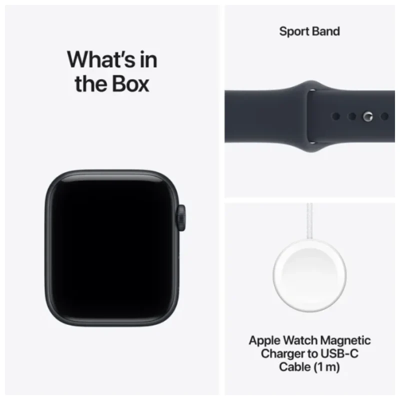 ساعة آبل SE 3 مع سوار رياضي - LTPO OLED / 40 مم / صغير/متوسط / بلوتوث / واي فاي / هيكل ألومنيوم بلون منتصف الليل مع سوار رياضي أزرق كحلي