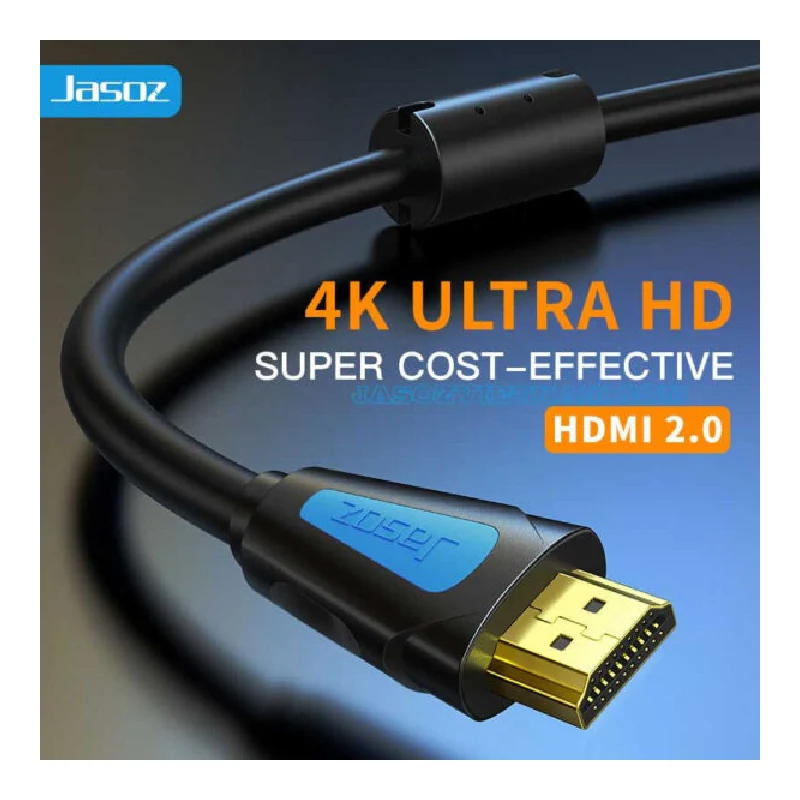 كابل HDMI جاسوز T-A224 يدعم 4K@30Hz بموصلات مطلية بالذهب - 4K / طول 15 متر / أسود/أزرق