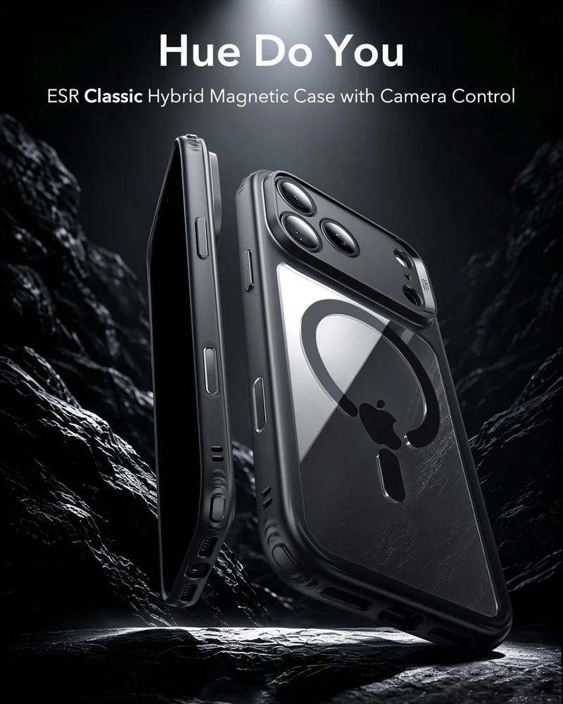 ESR Halolock Classic Hybrid (Camera Control Button) Case For iPhone 18 Pro Max / Apple iPhone 17 Pro Max - Black