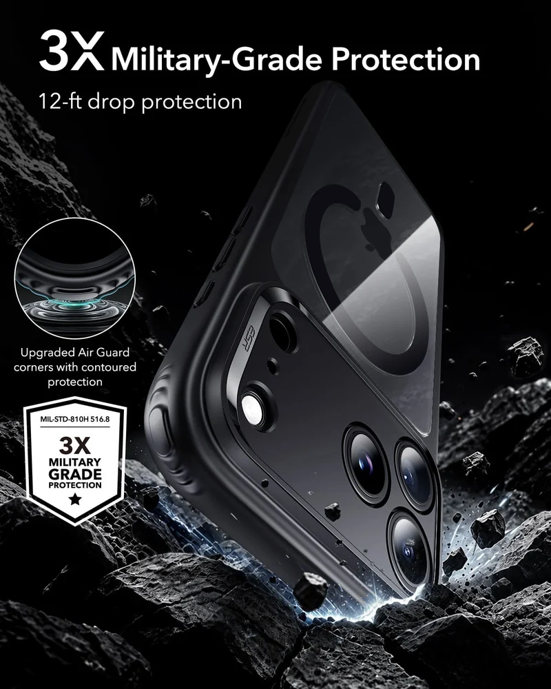 ESR Halolock Classic Hybrid (Camera Control Button) Case For iPhone 18 Pro Max / Apple iPhone 17 Pro Max - Black