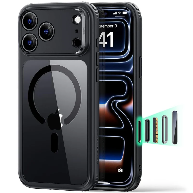 ESR Halolock Classic Hybrid (Camera Control Button) Case For Apple iPhone 18 Pro / Apple iPhone 17 Pro - Black