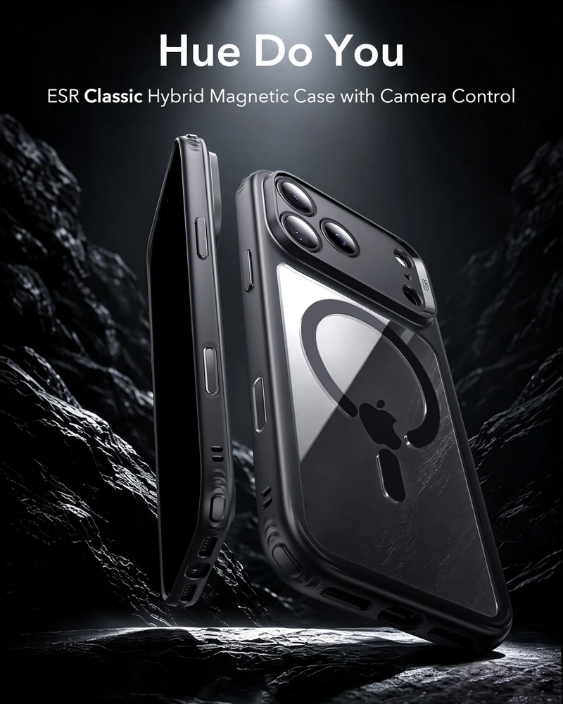 ESR Halolock Classic Hybrid (Camera Control Button) Case For Apple iPhone 18 Pro / Apple iPhone 17 Pro - Black