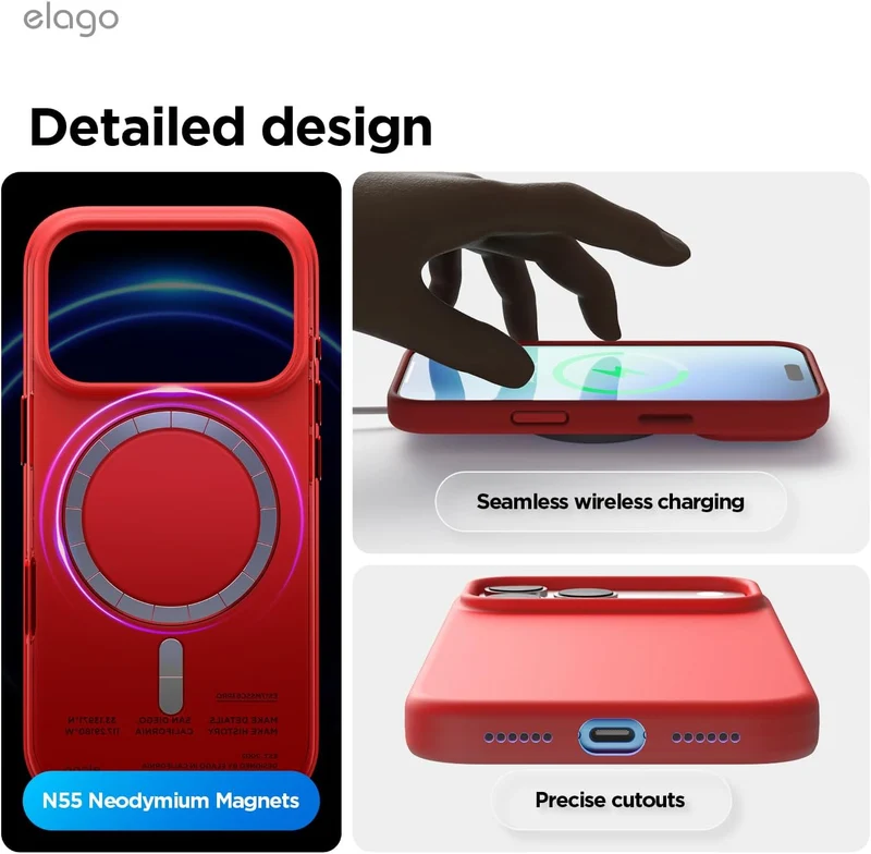 Elago Magnetic Silicone Case (Camera Control Key Included) For Apple iPhone 18 Pro Max / Apple iPhone 17 Pro Max - Red