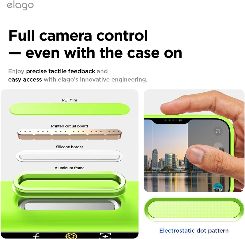 Elago Magnetic Silicone Case (Camera Control Key Included) For Apple iPhone 18 Pro Max / Apple iPhone 17 Pro Max - Lime Green