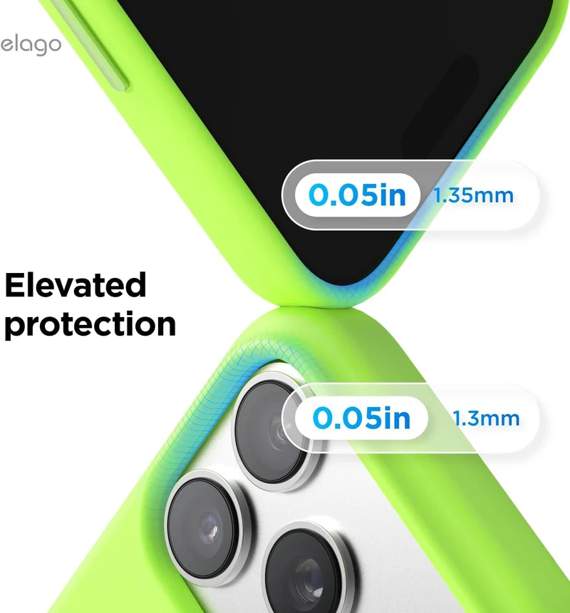Elago Magnetic Silicone Case (Camera Control Key Included) For Apple iPhone 18 Pro Max / Apple iPhone 17 Pro Max - Lime Green