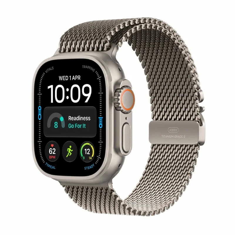 Apple Watch Ultra 4 - LTPO OLED / 64GB / 49mm / Bluetooth / Wi-Fi / Cellular / Small / Natural Titanium Case with Natural Milanese Loop