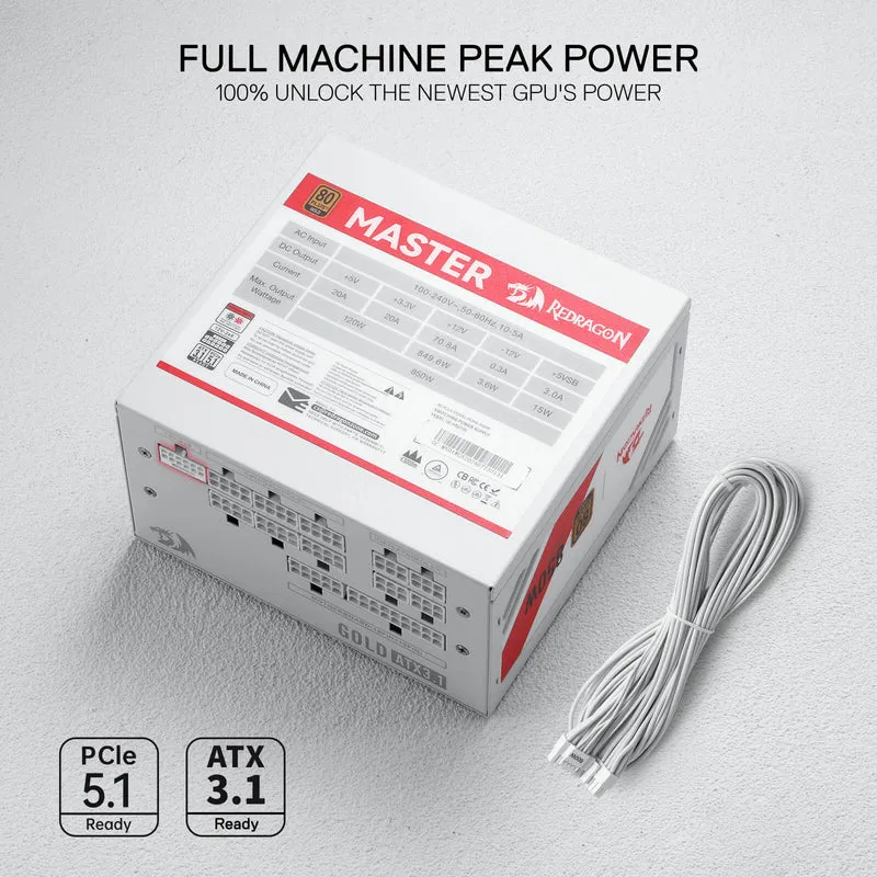 MASTER RGPS-850W 80 Plus® Gold ATX 3.1 PSU (Black & White)