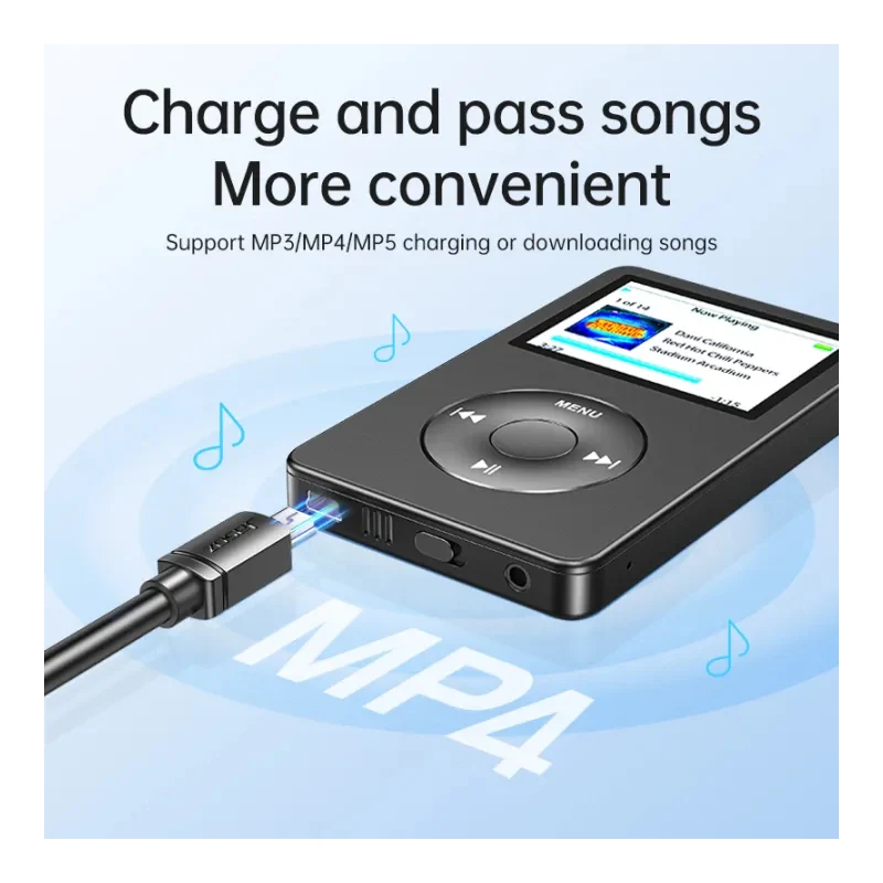 كابل ميني USB جاسوز من USB 2.0 A ذكر إلى Mini B ذكر لنقل البيانات بسرعة عالية 480 ميجابت/ثانية للكاميرا والقرص الصلب والراديو - 1.5 متر