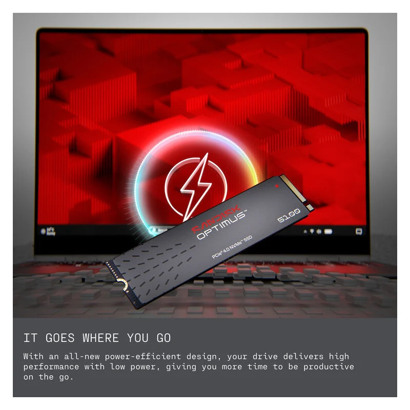 محرك أقراص صلبة سانديسك أوبتيموس 5100 NVMe، سعة 1 تيرابايت / سرعة 7100 ميجابايت/ثانية / PCIe 4.0 x4