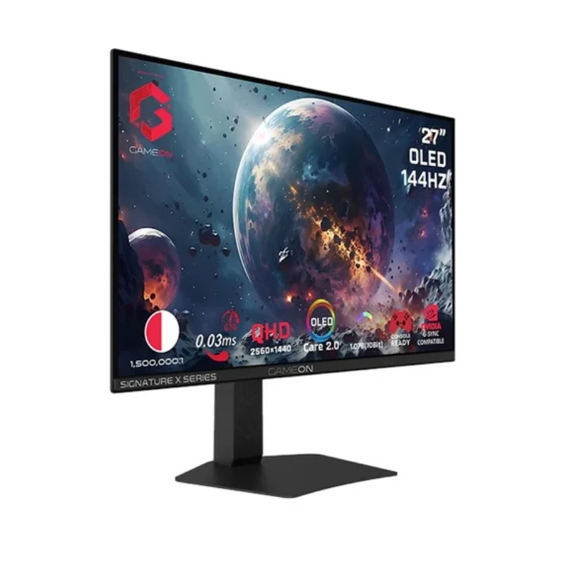 شاشة ألعاب جيم أون GO27QDOLD144 سلسلة سيجنتشر X - حجم 27 بوصة OLED / زمن استجابة 0.03 مللي ثانية / DisplayPort / HDMI / منفذ صوت - أسود