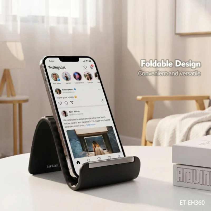 حامل هاتف مرن من السيليكون إيرلدوم ET-EH360 - أسود