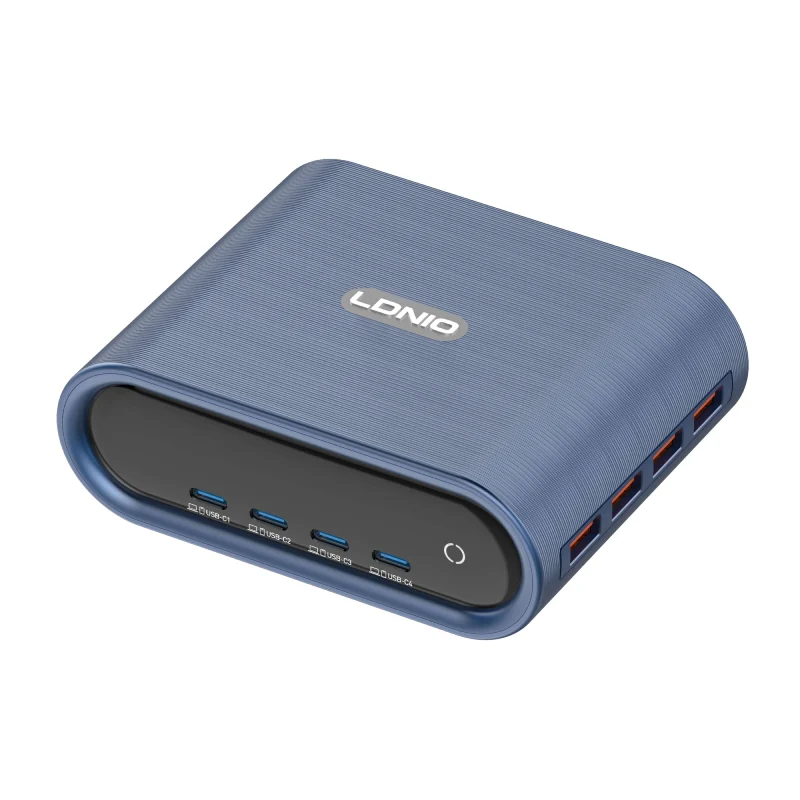 شاحن مكتبي فائق السرعة إل دي نيو بتقنية GaN - 100 واط / USB-C / USB-A / ألوان متنوعة
