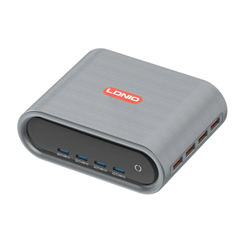شاحن مكتبي فائق السرعة إل دي نيو بتقنية GaN - 100 واط / USB-C / USB-A / ألوان متنوعة