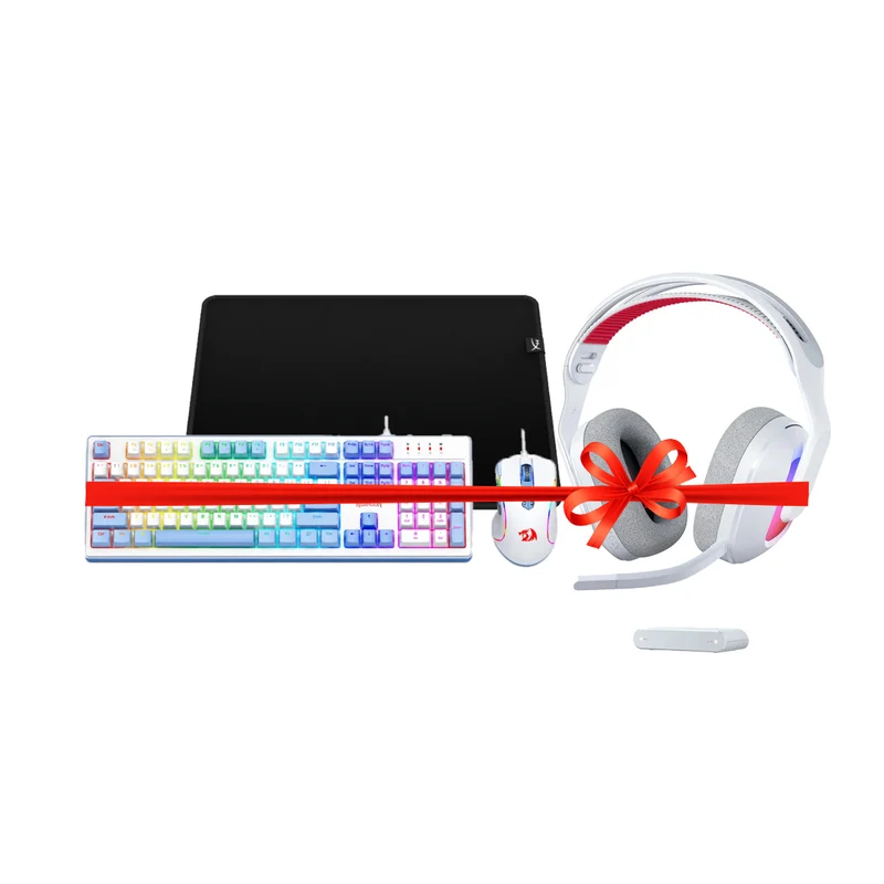 عرض باقة: سماعة ألعاب أسترو A20 X لايت سبيد RGB لاسلكية - بلوتوث / أبيض + لوحة ماوس ألعاب هايبر إكس بالسفاير مات متوسطة - أسود + طقم ألعاب ريدراجون S139 بلوحة مفاتيح ميكانيكية وماوس - أبيض وأزرق