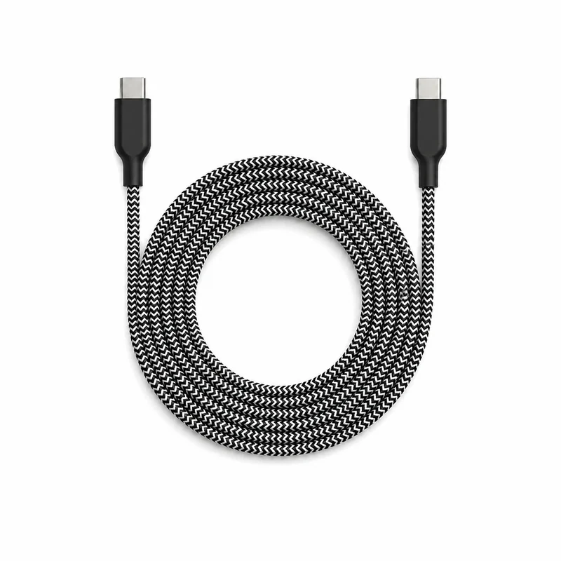 كابل ENERGIX Q8 USB-C مع محول USB-A، قدرة 60 واط، USB-C، USB-A، طول 2 متر، باللونين الأسود والأبيض