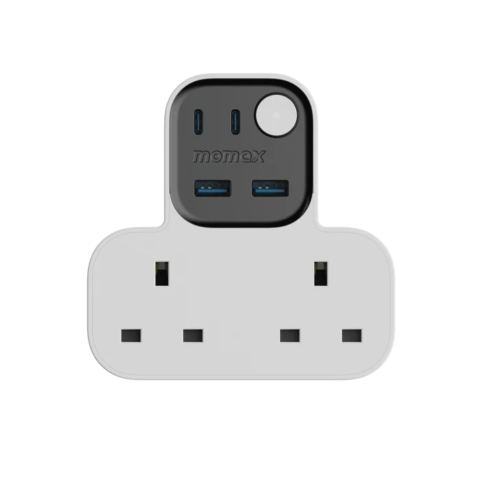 MOMAX 1-Charge Work Flow T-shaped Extention 3 Socket with USB - White