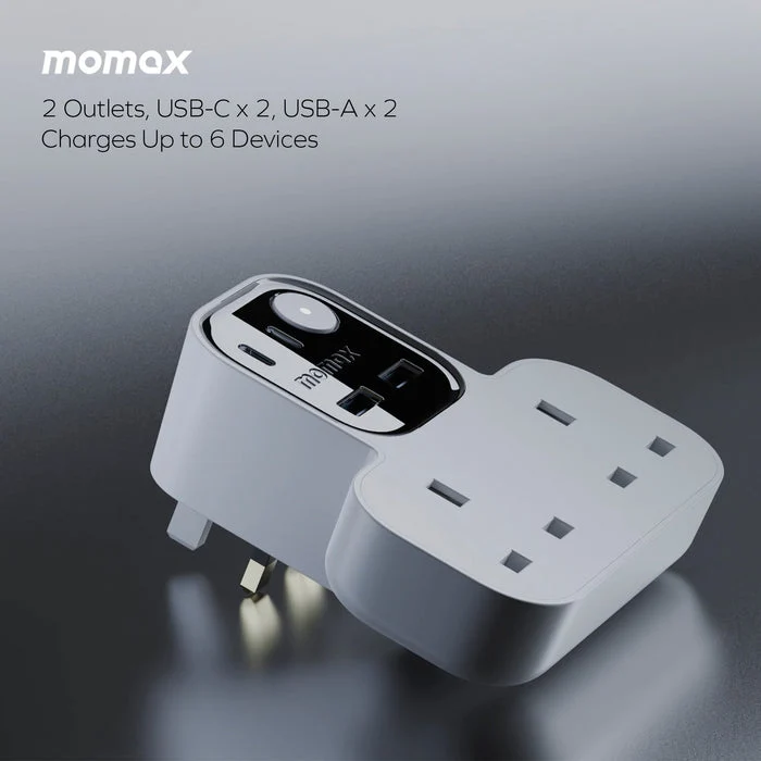 MOMAX 1-Charge Work Flow T-shaped Extention 3 Socket with USB - White