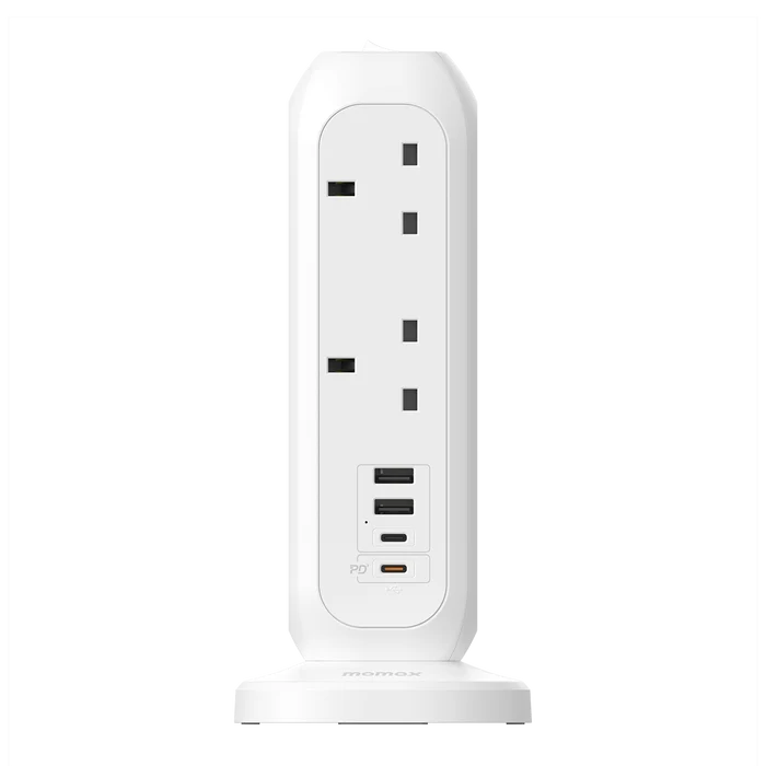 MOMAX OnePlug 11-Outlet Power Strip With USB - USB-A / USB-C / White
