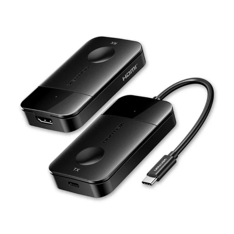 جهاز إرسال واستقبال لاسلكي فينشن يو إس بي-C إلى HDMI، باللون الأسود