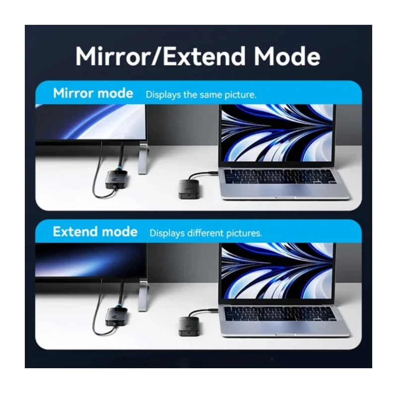 جهاز إرسال واستقبال لاسلكي فينشن يو إس بي-C إلى HDMI، باللون الأسود