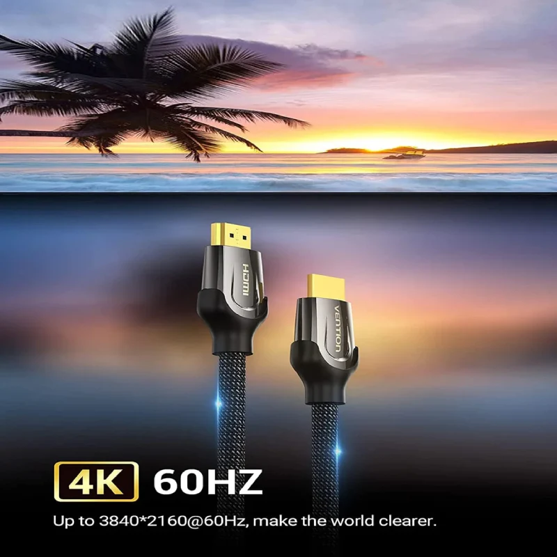 كابل HDMI فينشن مضفر بالنايلون - 4K / 15 متر / أسود