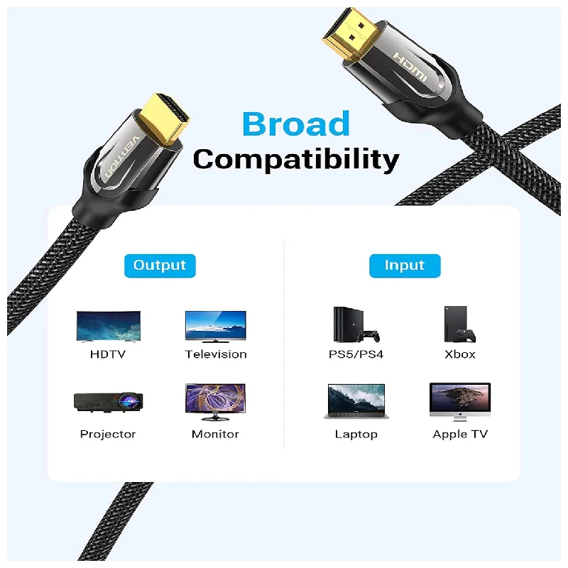 كابل HDMI فينشن مضفر بالنايلون - 4K / 15 متر / أسود