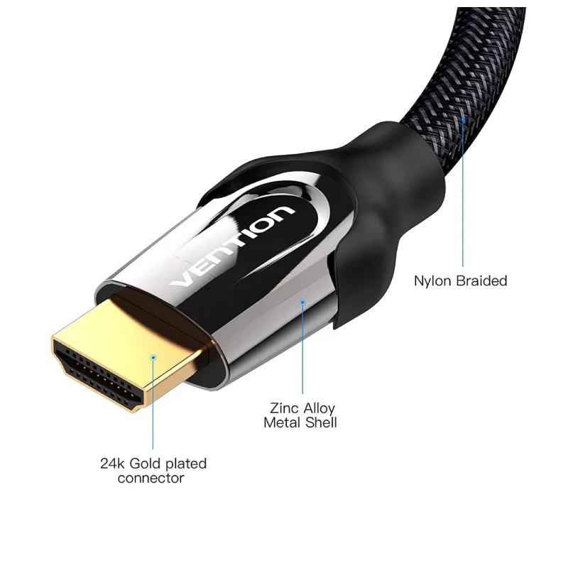 كابل HDMI فينشن مضفر بالنايلون - 4K / 15 متر / أسود