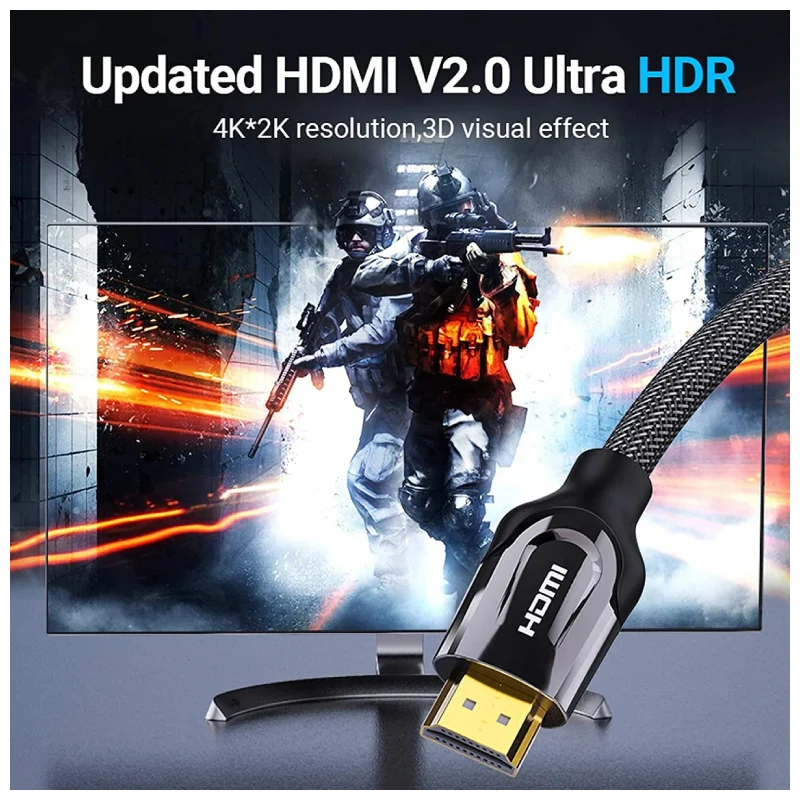 كابل HDMI فينشن مضفر بالنايلون - 4K / 15 متر / أسود