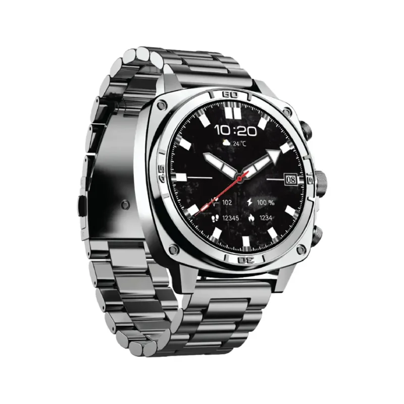 Porodo Chrono Steel Smart Watch - 1.43" AMOLED / Bluetooth / Silver