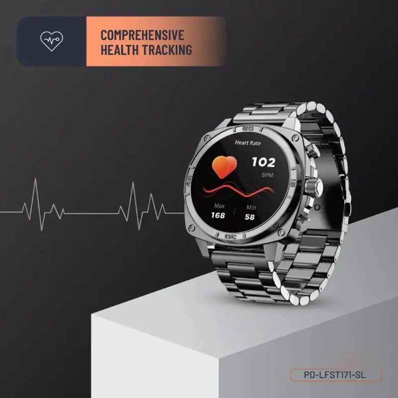 Porodo Chrono Steel Smart Watch - 1.43" AMOLED / Bluetooth / Silver