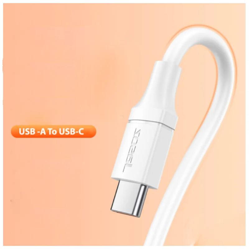 كابل شحن سريع جاسوز T-D189، 6A، بطول 1 متر، USB-A، USB-C، أبيض